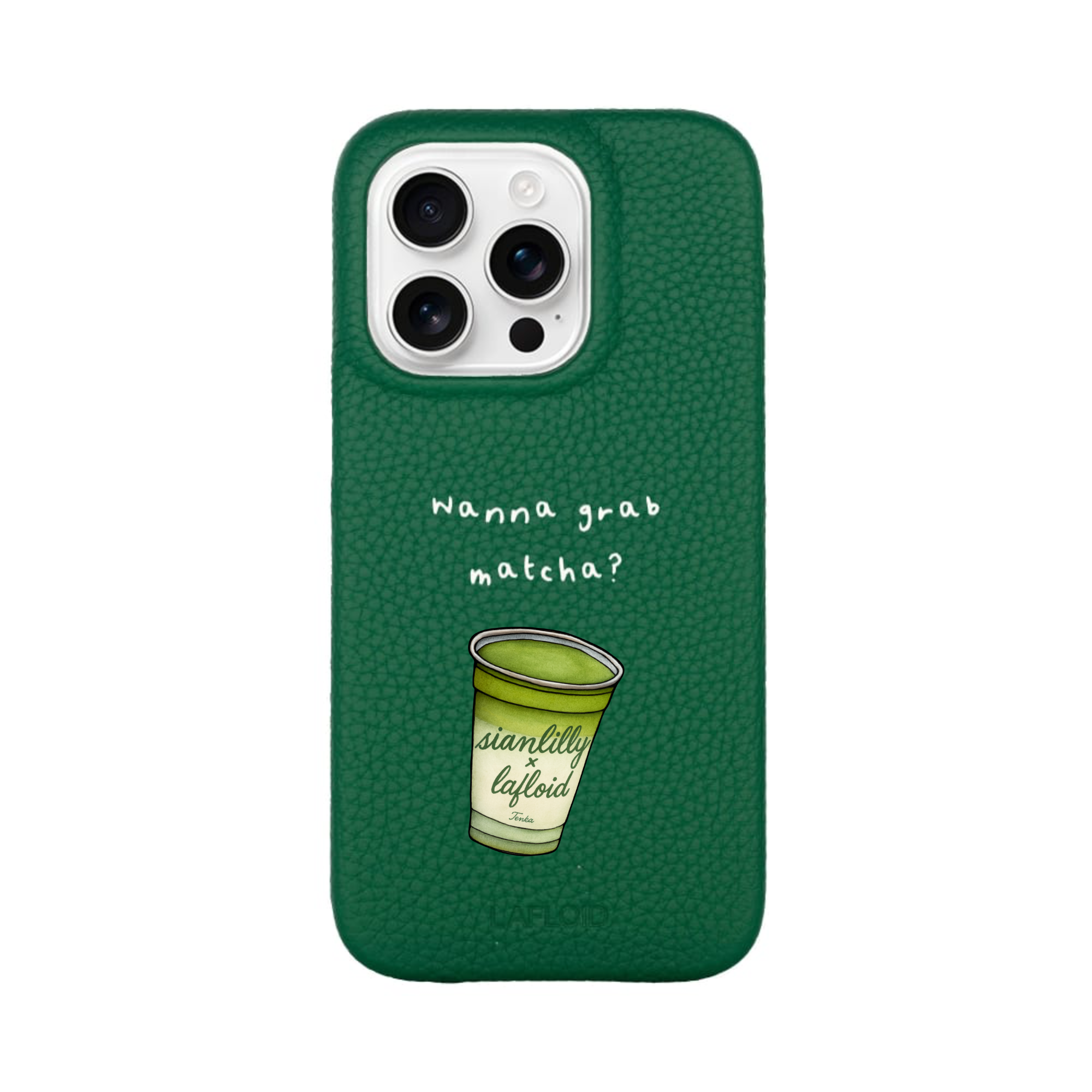 iPhone 14 PRO Case Green "Wanna grab matcha?"