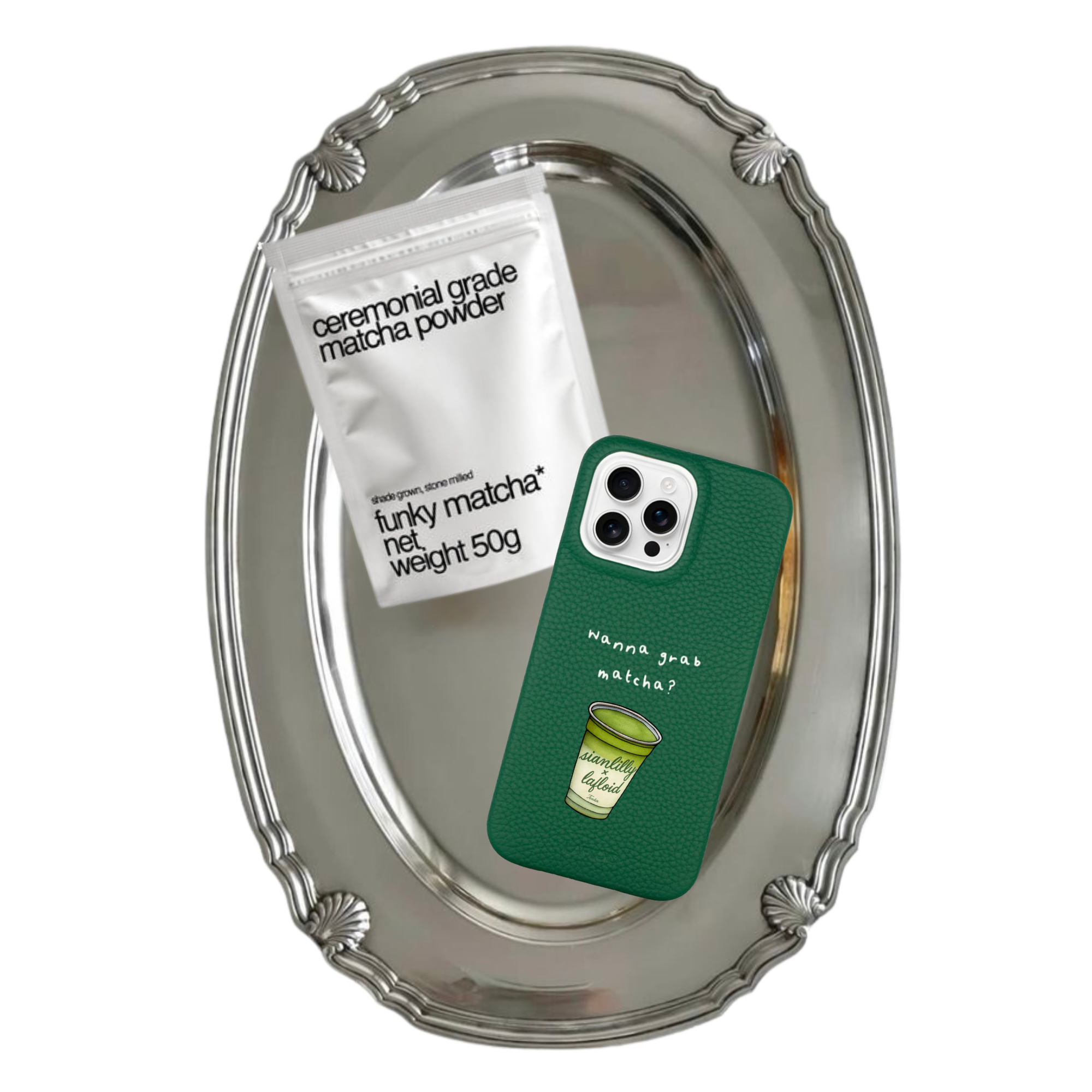 Funda iPhone 15 PRO MAX Green "Wanna grab matcha?" + Ceremonial Matcha