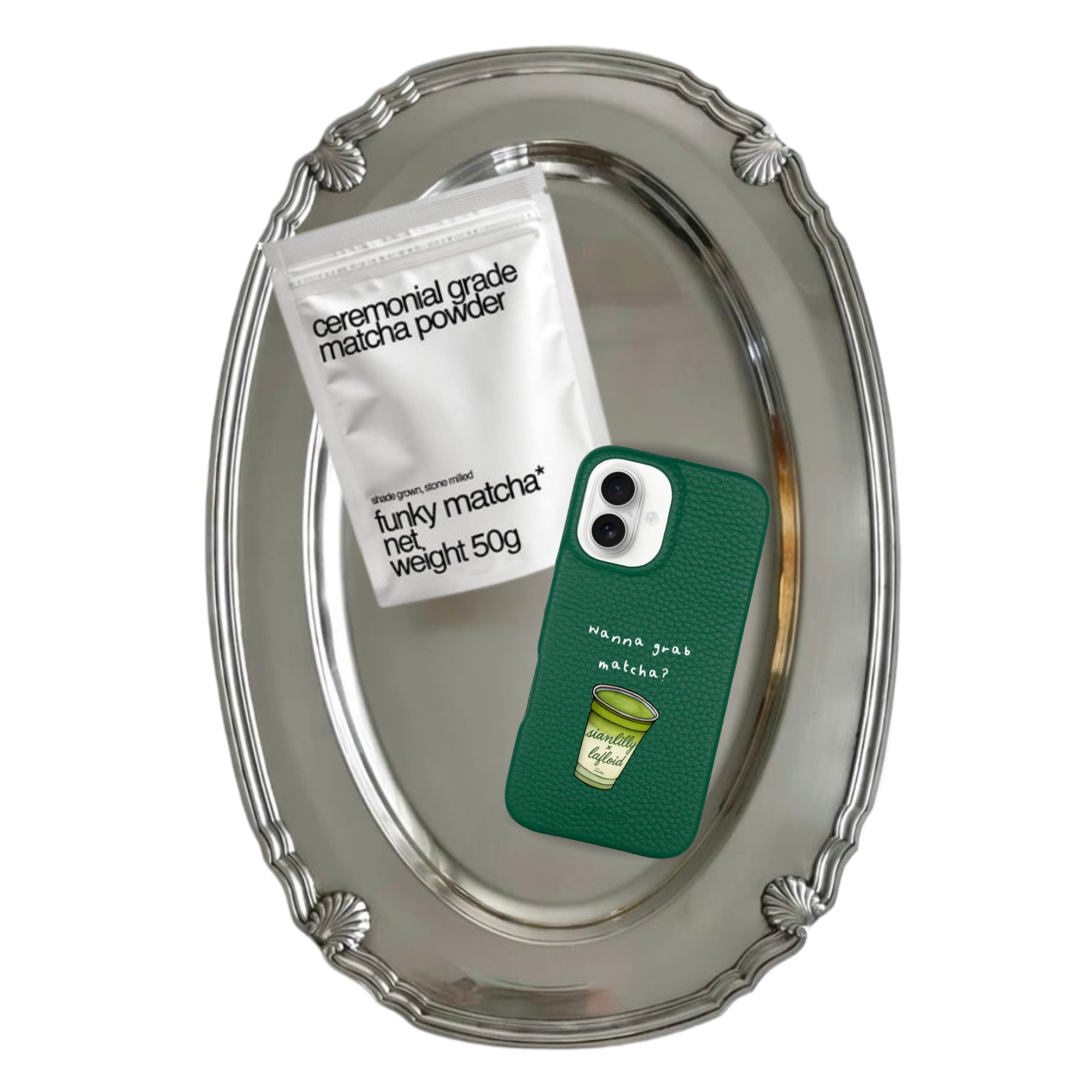 Funda iPhone 16 Green "Wanna grab matcha?" + Ceremonial Matcha