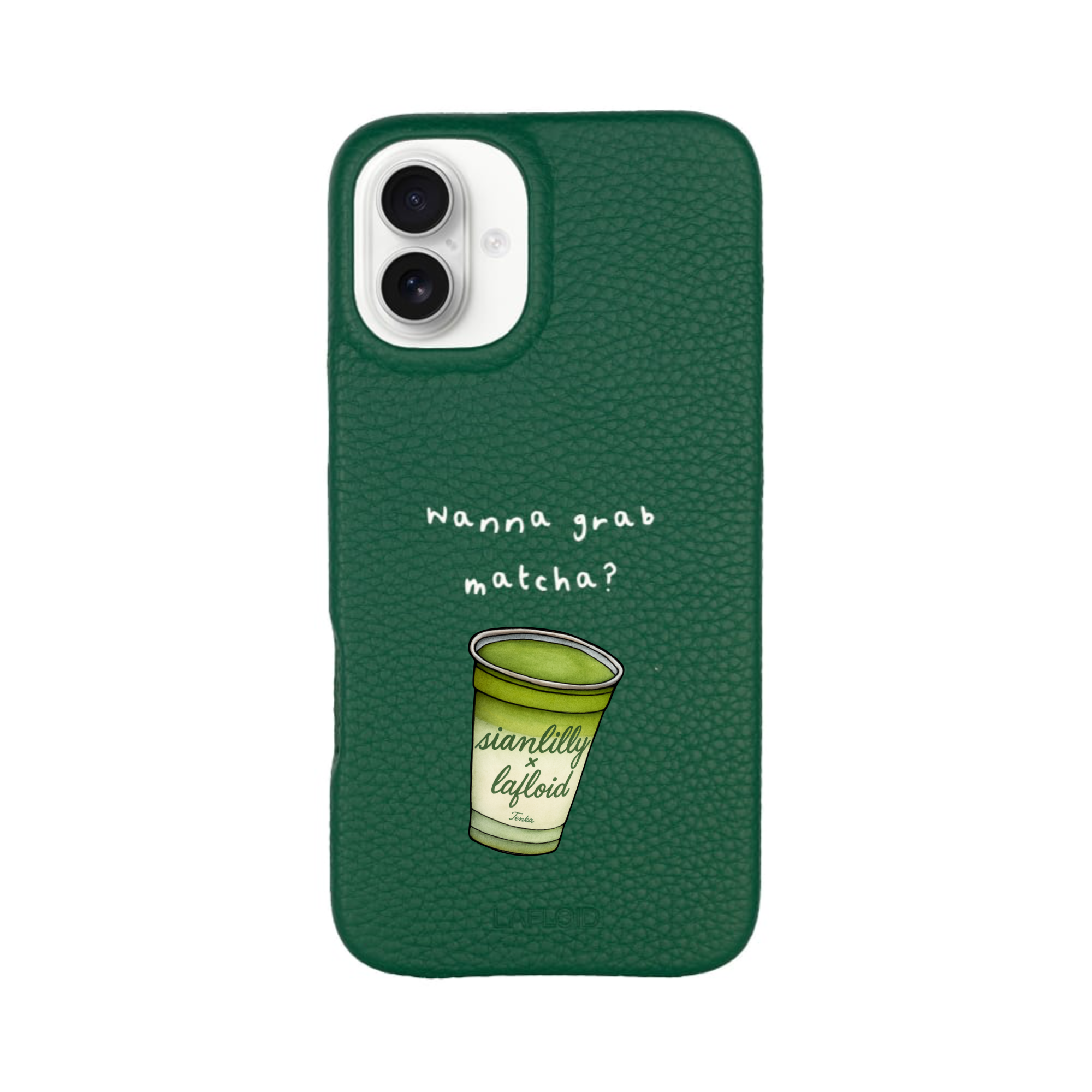 Funda iPhone 16 PLUS Green "Wanna grab matcha?" + Ceremonial Matcha