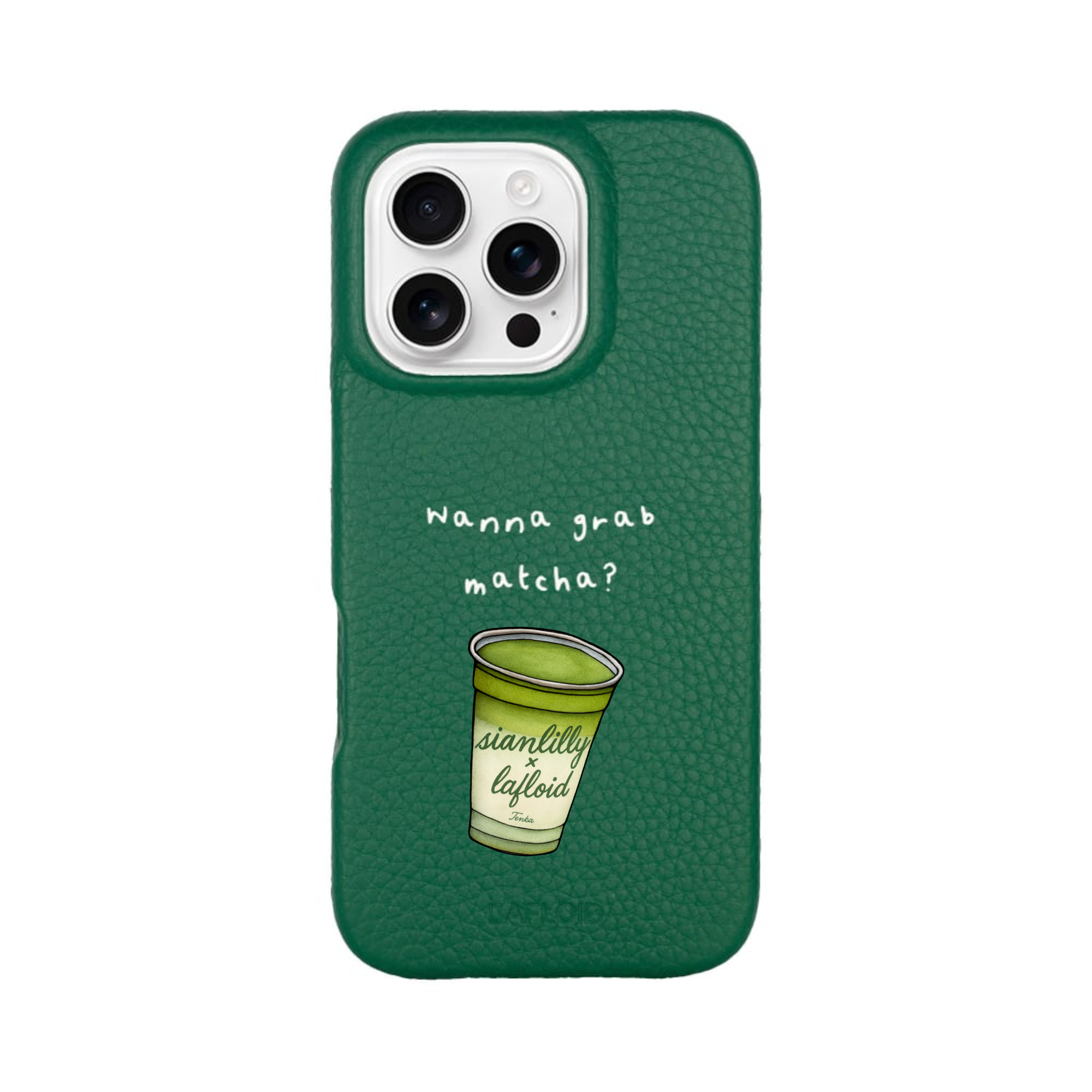 50gr Ceremonial Matcha + Funda iPhone 16 PRO Green "Wanna grab matcha?"