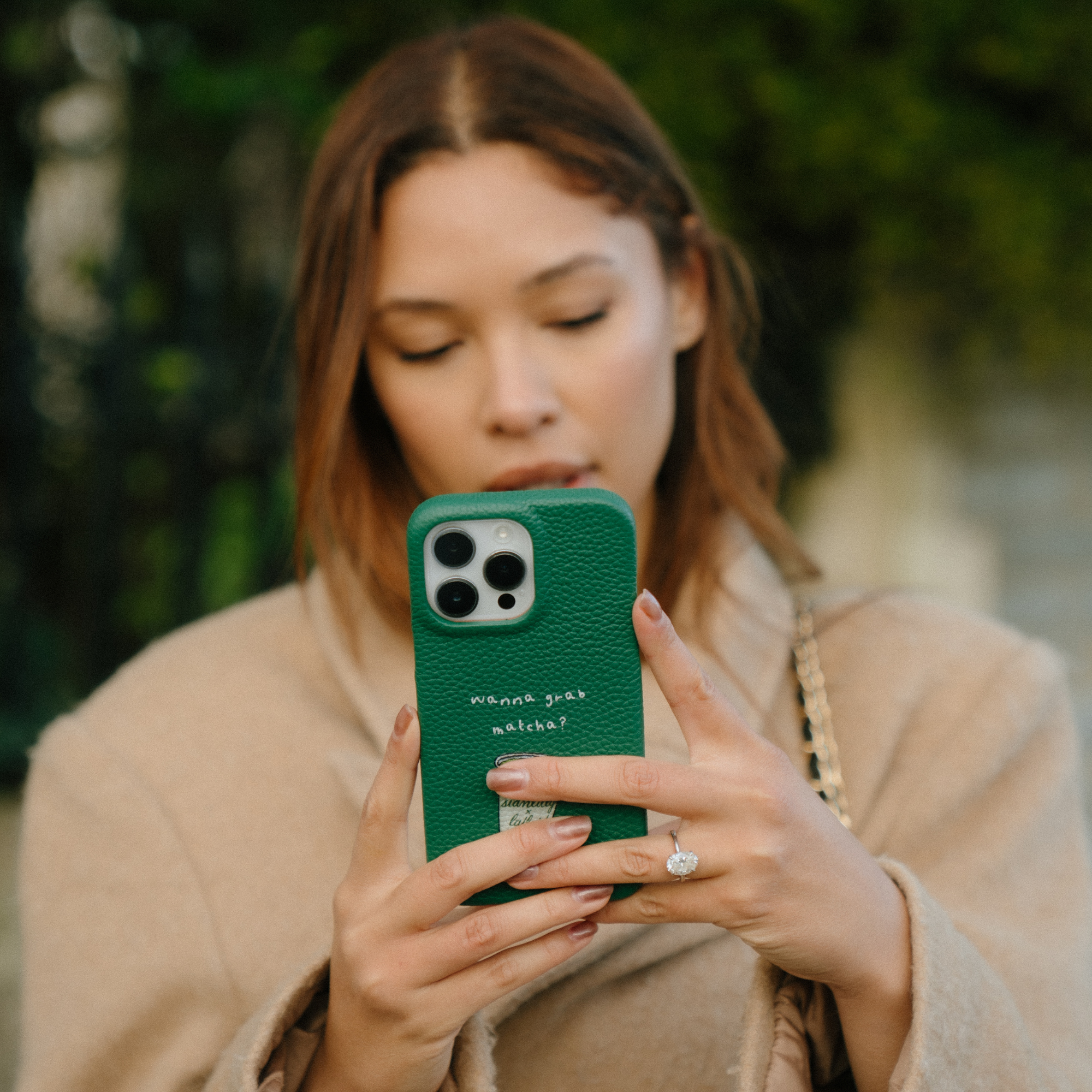 Funda iPhone 15 PRO MAX Green "Wanna grab matcha?"