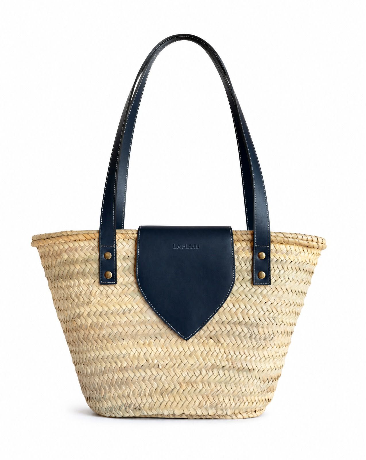 Blue Leather Basket Bag