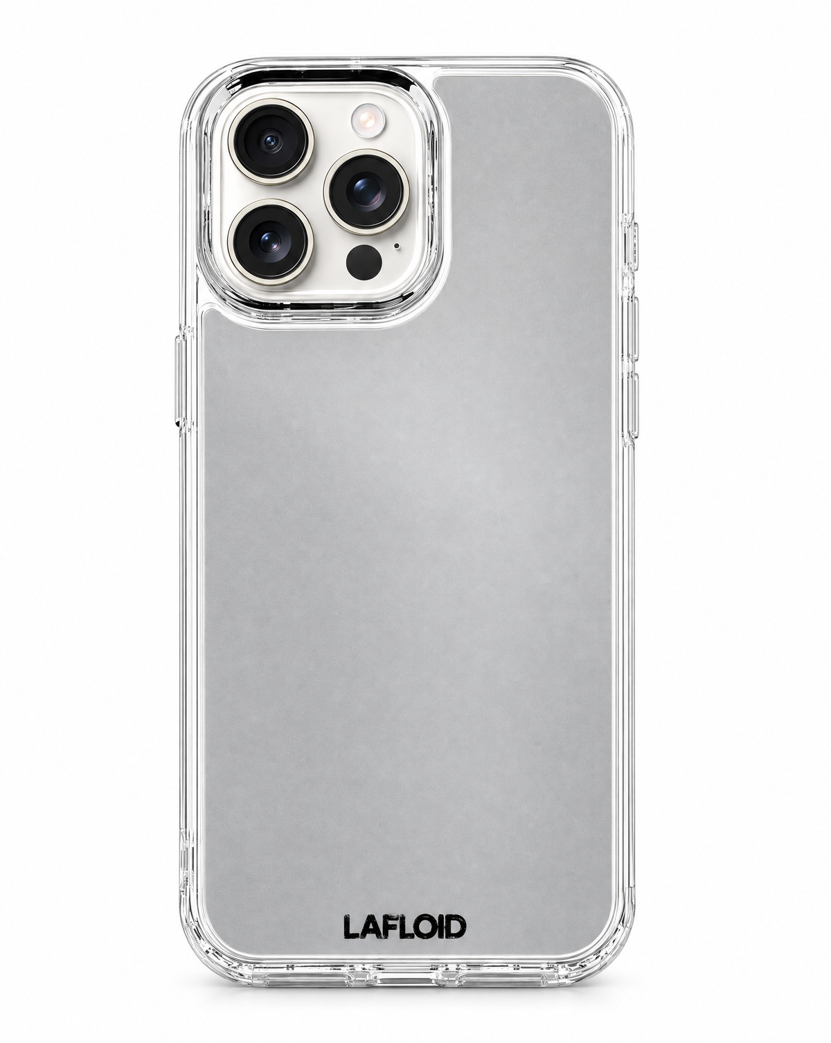 Funda espejo LAFLOID iPhone 16 Pro sobre fondo blanco