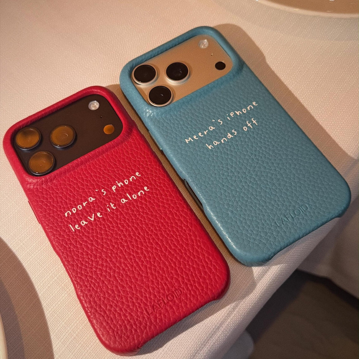 Fundas de piel LAFLOID en Hot Pink y Blue personalizadas