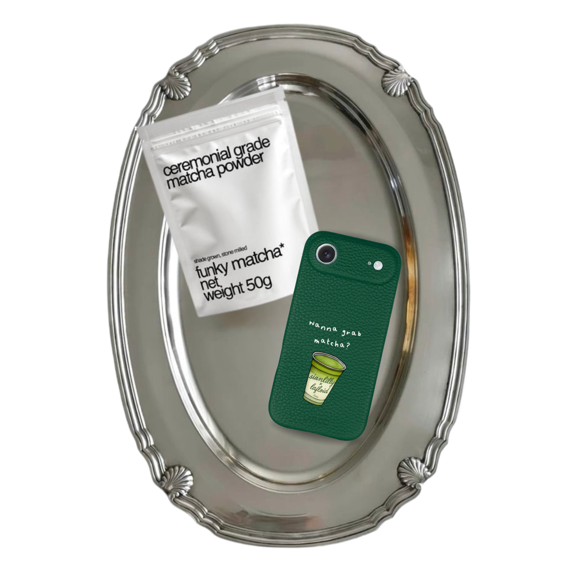 iPhone 17 AIR Case Green "Wanna grab matcha?" + Ceremonial Matcha 