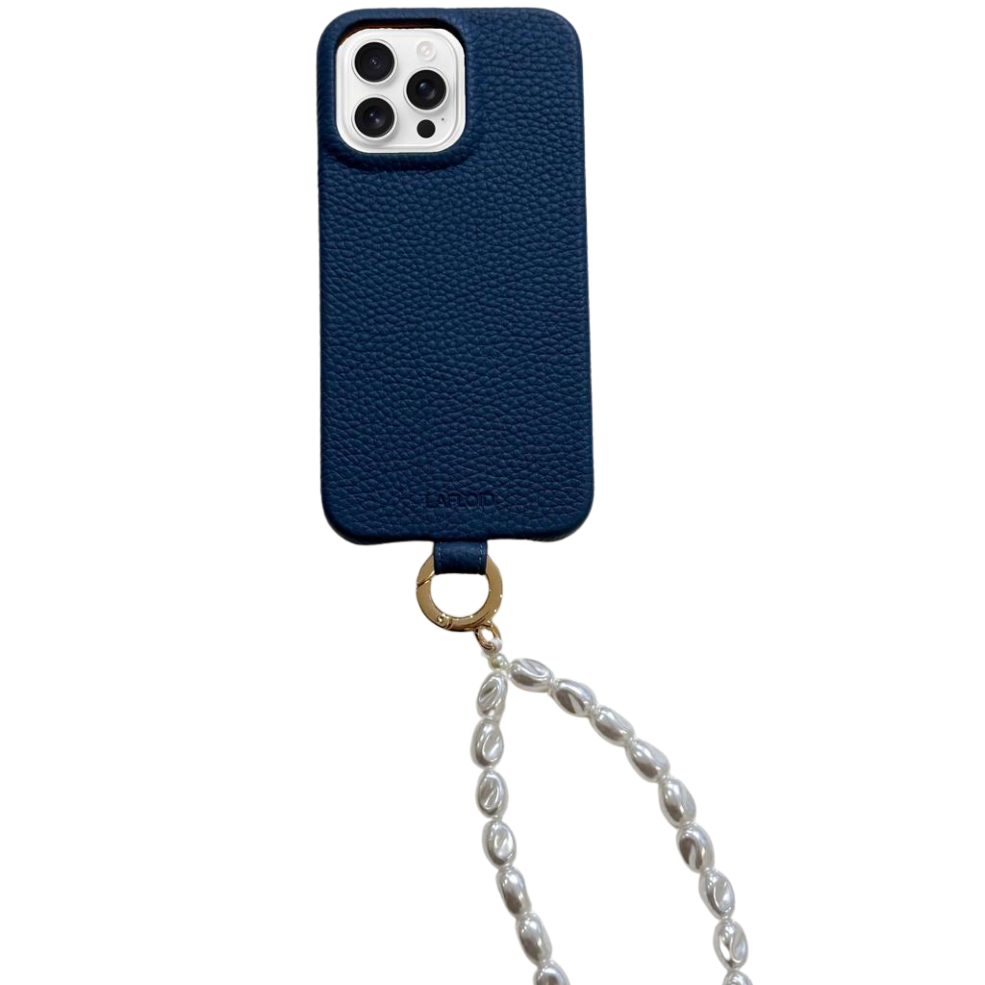 Funda iPhone 15 Pro Max Colgante Denim + Pearl Strap