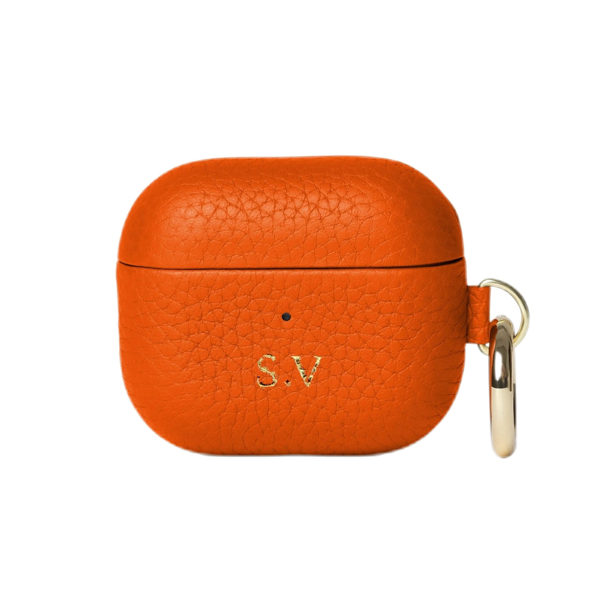 Funda de piel AirPods 3 Orange LAFLOID sobre fondo blanco