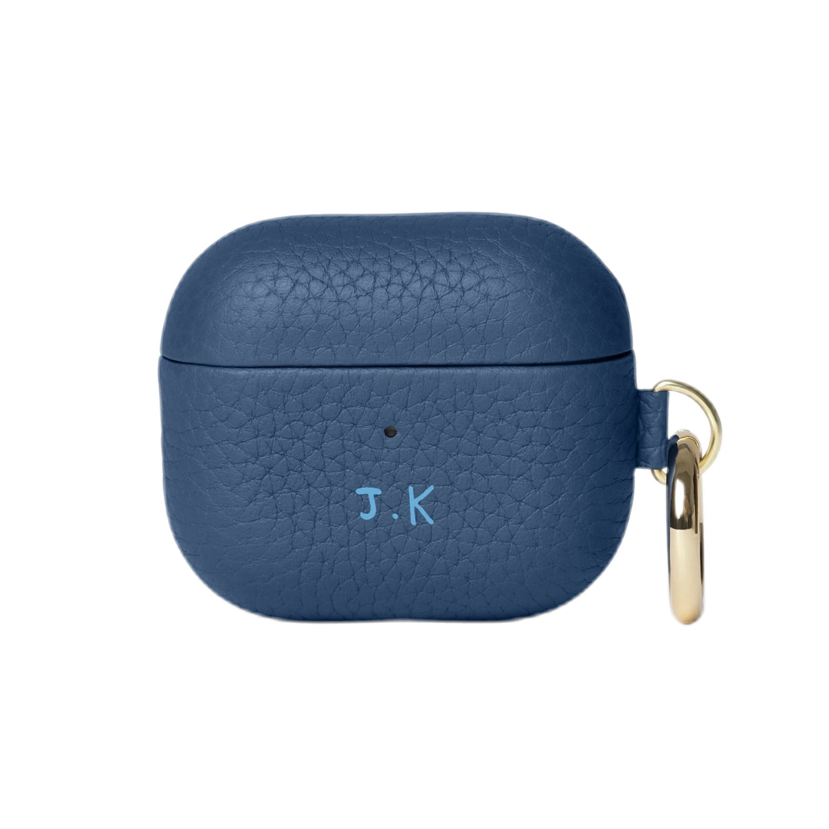 Funda de piel AirPods 4 Denim LAFLOID sobre fondo blanco