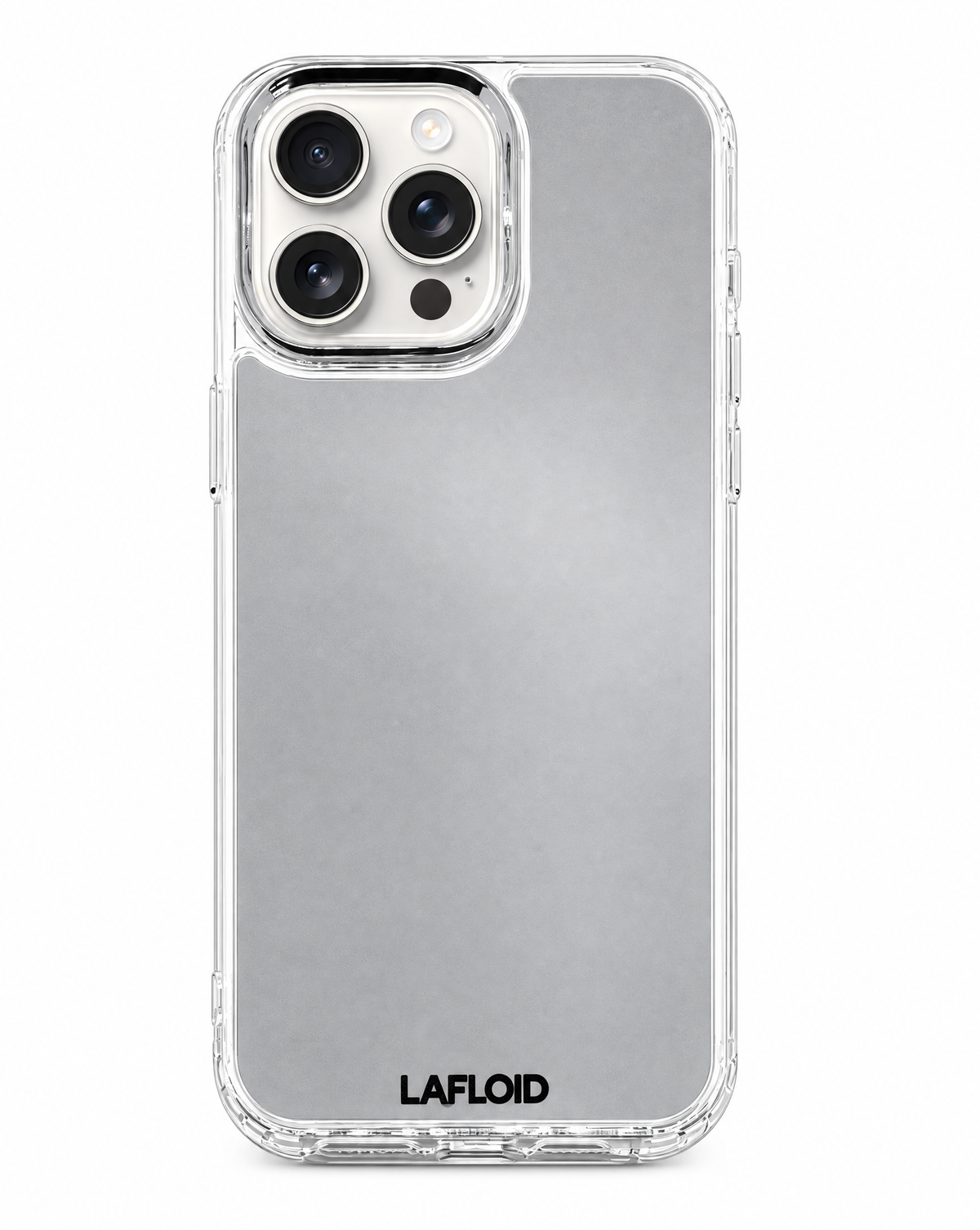 Funda espejo LAFLOID iPhone 16 Pro Max sobre fondo blanco