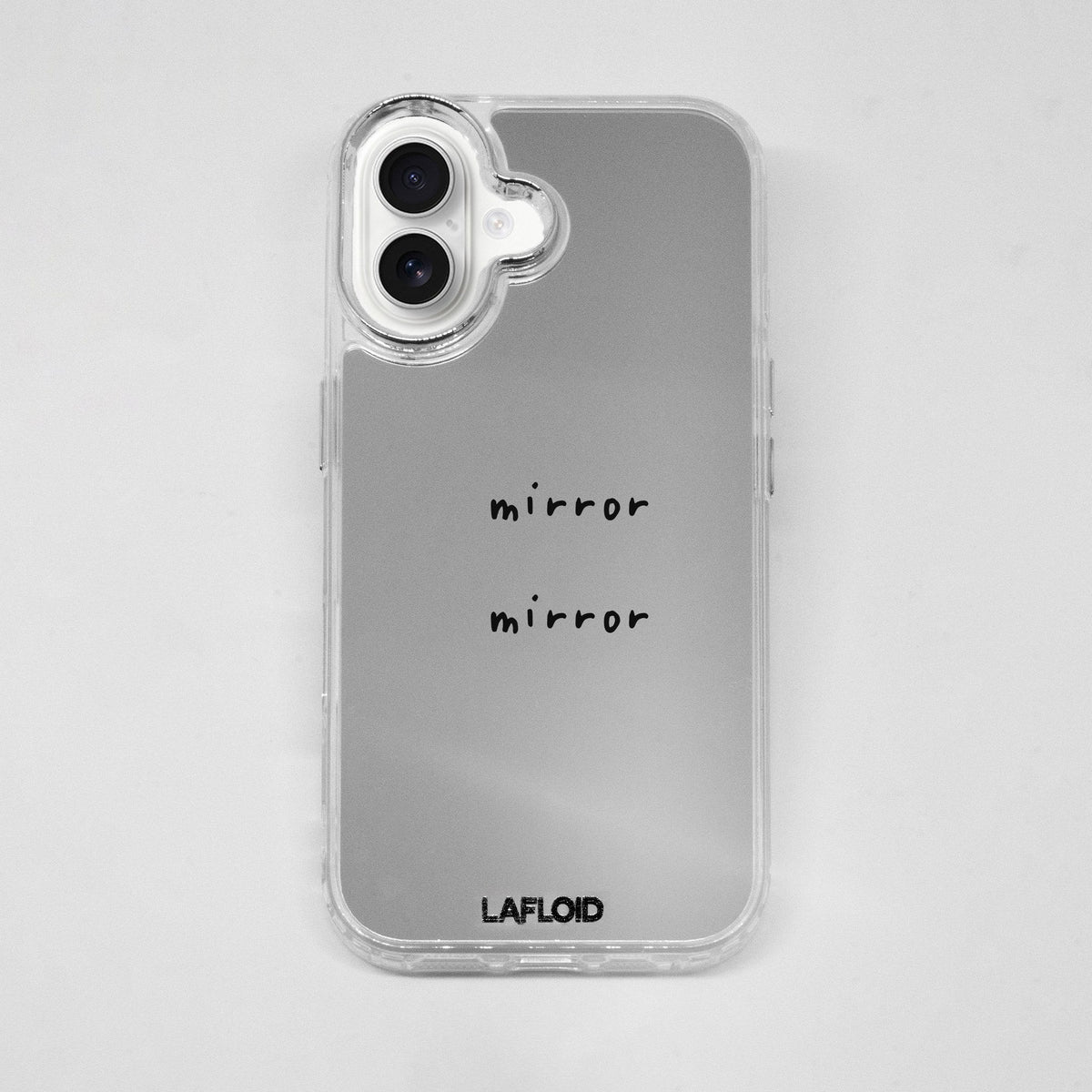 Funda espejo LAFLOID iPhone 16 Plus con frase personalizada «mirror mirror»